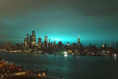 Newyorkers Stunned as Night Sky Turns Bright Blue